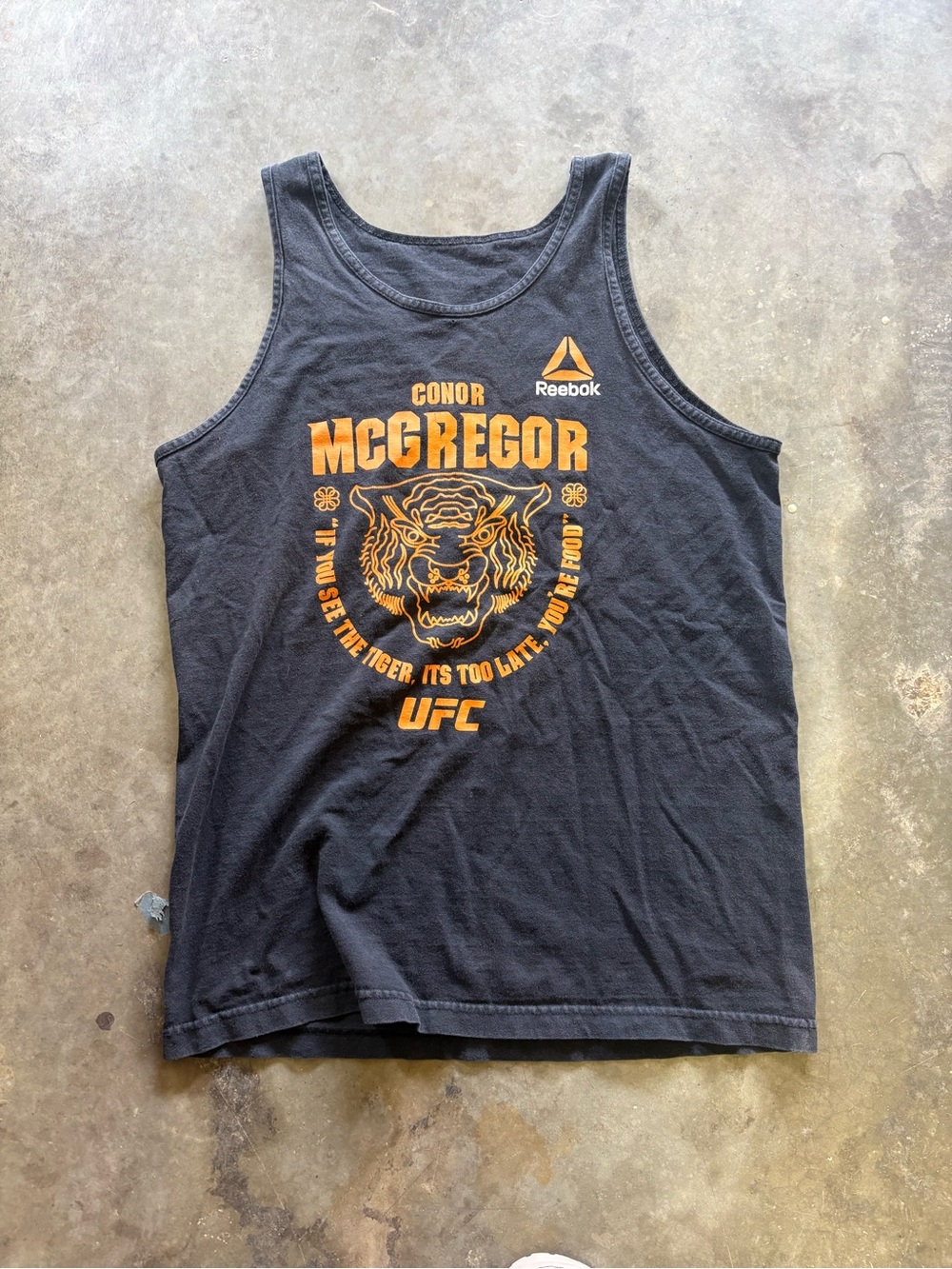 Reebok Black Conor McGregor Vintage Tank Top with Orange Tiger